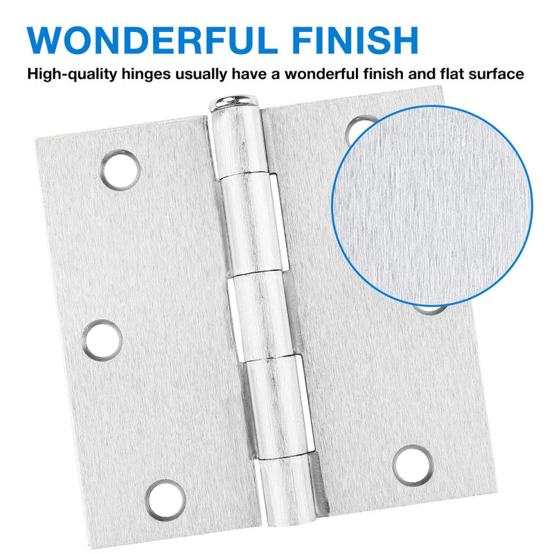 JIW 18 Pack Door Hinges Brushed Nickel 3.5 Inch Door Hinges for Doors Interior Door Hinges Bathroom Pantry Bedroom Satin Nickel Door Hinges 3 1/2"" Sliver Hinges Removable 3-1/2 Square Hinges Hardware - Image 3